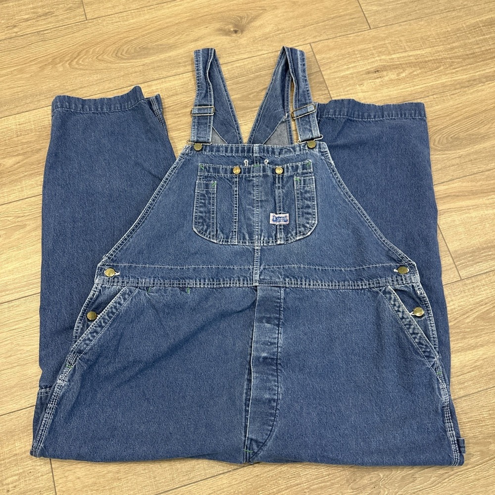 Vintage 80s 90s Big Smith Bib Overalls Men's 48x32 Carpenter Workwear Blue Denim